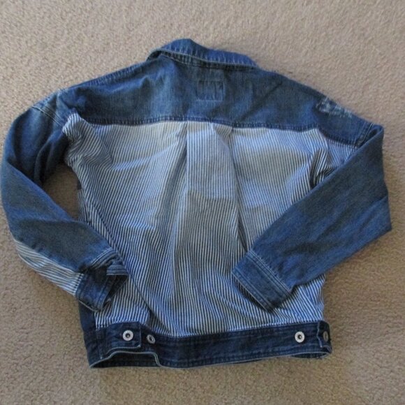 Art Class Button Up Jean Jacket Womens Medium (8-10) Blue Distressed Collared - Picture 7 of 7